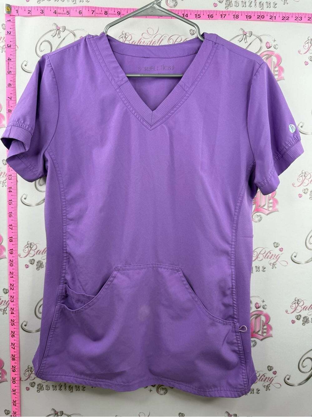 SCRUBLETICS T-shirt V-Neck Scrub Top in Purple — Comfortable Short Sleeve Tee